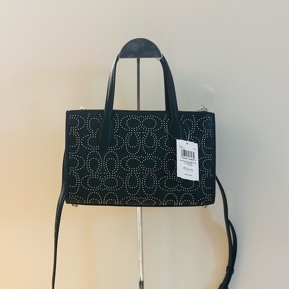 NWT Coach Nina Small Tote Bag With Signature Rivets CX266 Silver Black Studded - Picture 3 of 16